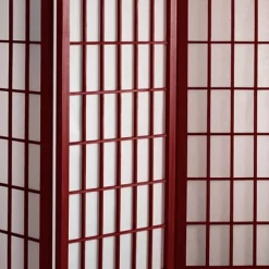 4 Ft. Tall Window Pane Shoji Screen - Rosewood (6 Panels)