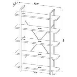 70" Cole 5 Shelf Bookcase With Frame - Coaster -Furniture Specialty Store GUEST cbcb2354 165a 4944 960c 8825965e207d