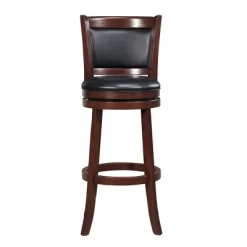 29" Piacenza Swivel Faux Leather Barstool Black - Inspire Q