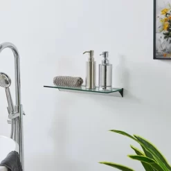 Floating Glass Shelf On Aluminum Bar Clear - Danya B. -Furniture Specialty Store GUEST cc290c01 9ae2 4a1e b8fa 65019ffad92a