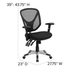 Emma And Oliver Mid-Back Black Mesh Multifunction Swivel Ergonomic Task Office Chair - Arms -Furniture Specialty Store GUEST cc5e483a 14b0 425b 8a0c 53077160d9b9