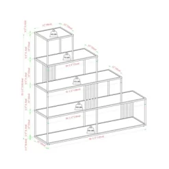 55.5" Modern 4 Shelf With Metal Bar Room Divider Bookcase Coastal Oak/Black - Saracina Home -Furniture Specialty Store GUEST cc7da339 0cfb 4594 9f54 82cb5df98f11