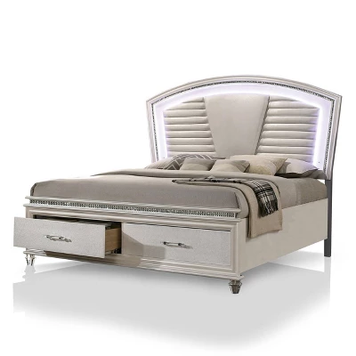 3pc California King Granite Bedroom Set With Nightstand And Chest Pearl White - HOMES: Inside + Out 11 3pc California King Granite Bedroom Set With Nightstand And Chest Pearl White - HOMES: Inside + Out - Image 9