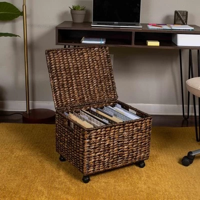 BirdRock Home Rolling Legal Letter File Organizer With Lid For Office - Brown Wash 3 BirdRock Home Rolling Legal Letter File Organizer With Lid For Office - Brown Wash