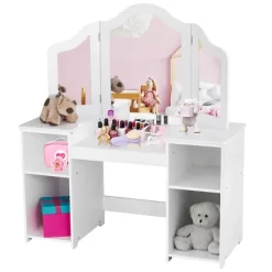 Costway Vanity Table Set Makeup Dressing Kids Girls Study Table Tri Folding Mirror WhitePink 22 Costway Vanity Table Set Makeup Dressing Kids Girls Study Table Tri Folding Mirror WhitePink -Furniture Specialty Store GUEST ccce7273 e5aa 4888 aca5 c6351d396604