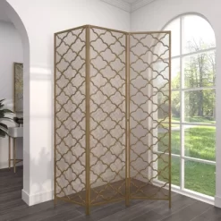 Modern Metal Filigree Room Divider Screen Gold - Olivia & May -Furniture Specialty Store GUEST cce9feee 34ed 4e9e ba3c 0da1769ee4ce