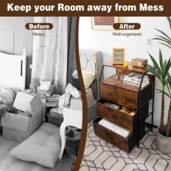 Costway 4 Drawer Dresser Tall Wide Storage Organizer Unit W/ Wooden Top Fabric Bins -Furniture Specialty Store GUEST cd473fba 94b7 4a92 9572 a6789a781ef3