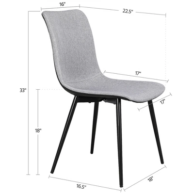 Yaheetech Set Of 4 Dining Chairs With Ventilate Fabric Cushion Metal Legs For Kitchen Living Room, Gray 7 Yaheetech Set Of 4 Dining Chairs With Ventilate Fabric Cushion Metal Legs For Kitchen Living Room, Gray - Image 5