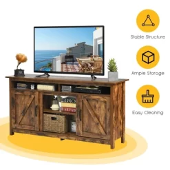 Costway 60''Industrial TV Stand Entertainment Console Center W/ Shelve & Cabinet -Furniture Specialty Store GUEST ce45212f ec31 459b b9c6 45a8da619584