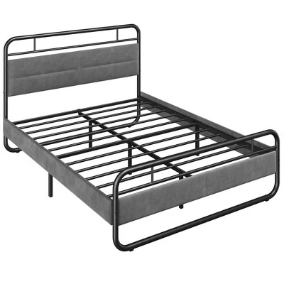 Yaheetech Metal Platform Bed Frame With Velvet Upholstered Headboard 9 Yaheetech Metal Platform Bed Frame With Velvet Upholstered Headboard - Image 7