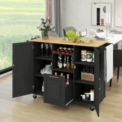 Costway Rolling Kitchen Island Utility Serving Cart With Drop Leaf Wine Rack Drawer -Furniture Specialty Store GUEST cf470810 edb3 4da1 a61b 56a7fc71a808