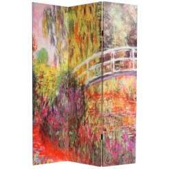 6" Double Sided Works Of Monet Canvas Room Divider - Oriental Furniture