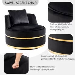 360 Degree Swivel Accent Chair, Velvet Upholstered Barrel Chair With Cushion-ModernLuxe -Furniture Specialty Store GUEST cfb88482 c70c 4a8c ae54 307fbd2ee8c0