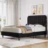 Yaheetech Upholstered Platform Bed Frame With Square Tufted Fabric Headboard