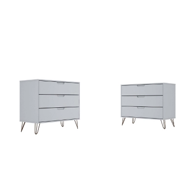 Set Of 2 Rockefeller 3 Drawer Dresser - Manhattan Comfort 19 Set Of 2 Rockefeller 3 Drawer Dresser - Manhattan Comfort - Image 17