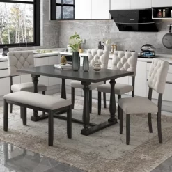 6-Piece Dining Table And Chair Set With Special-Shaped Legs And Foam-covered Seat - ModernLuxe 24 6-Piece Dining Table And Chair Set With Special-Shaped Legs And Foam-covered Seat - ModernLuxe -Furniture Specialty Store GUEST d0383d8c dbc7 4dcd a9cc c520f73a74a3