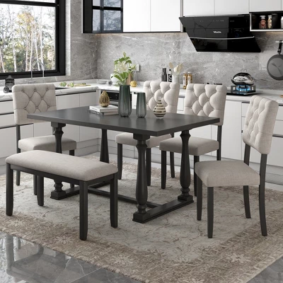 6-Piece Dining Table And Chair Set With Special-Shaped Legs And Foam-covered Seat - ModernLuxe 13 6-Piece Dining Table And Chair Set With Special-Shaped Legs And Foam-covered Seat - ModernLuxe - Image 11