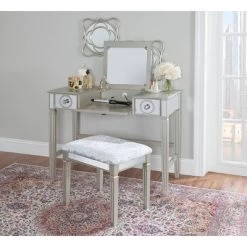 Madison Silver Vanity Set Silver - Linon -Furniture Specialty Store GUEST d0422f80 3359 4809 81a0 1f9e9254fb68