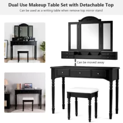 Costway 7 Drawers Vanity Set Dressing Table W/ Tri-Folding Mirror -Furniture Specialty Store GUEST d06da6d6 0348 40a8 ab6c 02b7bf3be176