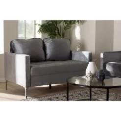 Baxton Studio Clara Velvet Fabric Upholstered 2 Seater Loveseat Gray - BaxtonStudio -Furniture Specialty Store GUEST d11513a1 06f9 4488 8297 da88cd3e3761