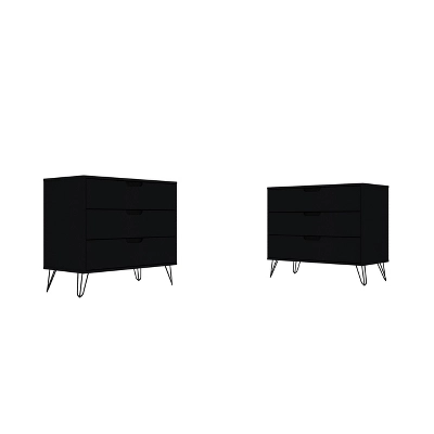 Set Of 2 Rockefeller 3 Drawer Dresser - Manhattan Comfort 12 Set Of 2 Rockefeller 3 Drawer Dresser - Manhattan Comfort - Image 10