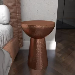 Metal Pedestal Stool Flat Top Copper - Olivia & May -Furniture Specialty Store GUEST d184d982 bd01 4d49 b1fa 883aad98cd90