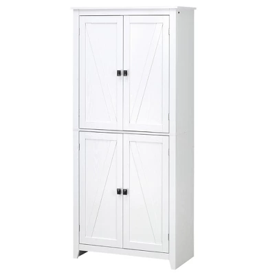 HOMCOM 72" Freestanding 4-Door Kitchen Pantry, Storage Cabinet Organizer With 4-Tiers, And Adjustable Shelves, White 5 HOMCOM 72" Freestanding 4-Door Kitchen Pantry, Storage Cabinet Organizer With 4-Tiers, And Adjustable Shelves, White - Image 3