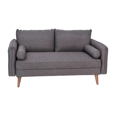 Flash Furniture Evie Mid-Century Modern Loveseat Sofa With Fabric Upholstery & Solid Wood Legs 4 Flash Furniture Evie Mid-Century Modern Loveseat Sofa With Fabric Upholstery & Solid Wood Legs - Image 2