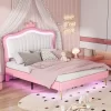 Queen/Full Size Upholstered Platform Bed Frame With LED Lights, Princess Bed With Crown Headboard-ModernLuxe -Furniture Specialty Store GUEST d28dfc25 f56d 42eb ac21 227810e4b9d4