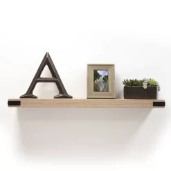 36" X 9.2" Floating Shelf Wall Mounted With Metal Corners White Oak - Inplace -Furniture Specialty Store GUEST d2eaab4e 8bf3 4e43 bee2 e9d6751b645c