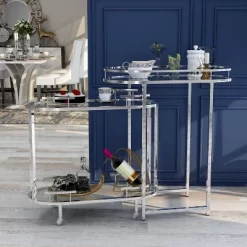Carrowdore Glass Shelf Serving Cart Chrome/Clear - MiBasics -Furniture Specialty Store GUEST d3b7c897 f772 474c ab53 d6fee8d6451a