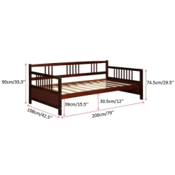 Costway Twin Size Wooden Slats Daybed Bed Sofa Support Platform Sturdy W/Rails White/Cherry -Furniture Specialty Store GUEST d3e53296 4733 41b0 9e52 e81835497297