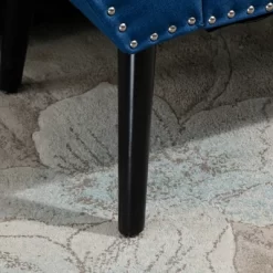 HOMCOM Modern Button Tufted Sitting Bench, Accent Fabric Upholstered Ottoman For Bedroom Or Living Room, Blue -Furniture Specialty Store GUEST d4406f84 4e03 41dc 98c2 c1a6739ca365