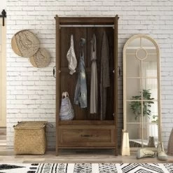 Nurembo 1 Drawer Wardrobe Closet Distressed Walnut - HOMES: Inside + Out -Furniture Specialty Store GUEST d452179c 38ae 4863 815a 1f11fd2cb151