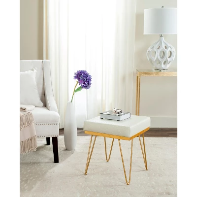 Jenine Faux Ostrich Square Bench - Cream/Gold - Safavieh 3 Jenine Faux Ostrich Square Bench - Cream/Gold - Safavieh
