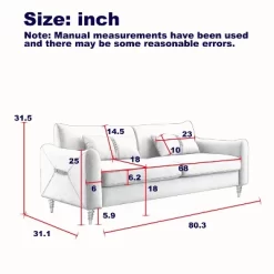 80.3" Modern Velvet Tufted Sofa With 2 Pillows And Gold Legs - ModernLuxe -Furniture Specialty Store GUEST d4655af4 4304 46e0 8feb 07c20be9120c