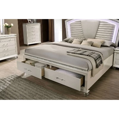 3pc California King Granite Bedroom Set With Nightstand And Chest Pearl White - HOMES: Inside + Out 8 3pc California King Granite Bedroom Set With Nightstand And Chest Pearl White - HOMES: Inside + Out - Image 6