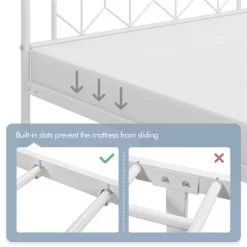 Yaheetech Queen Size Vintage Metal Bed Frame With Headboard, White -Furniture Specialty Store GUEST d4fd22b0 2149 4cf3 9726 979ad38d2216