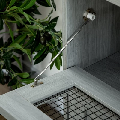 HOMCOM Industrial Buffet Cabinet, Kitchen Sideboard With Metal Grid Flip Drawer, 2-Tier Cabinet, Adjustable Shelf For Living Room, Dining Room, Gray 6 HOMCOM Industrial Buffet Cabinet, Kitchen Sideboard With Metal Grid Flip Drawer, 2-Tier Cabinet, Adjustable Shelf For Living Room, Dining Room, Gray - Image 4