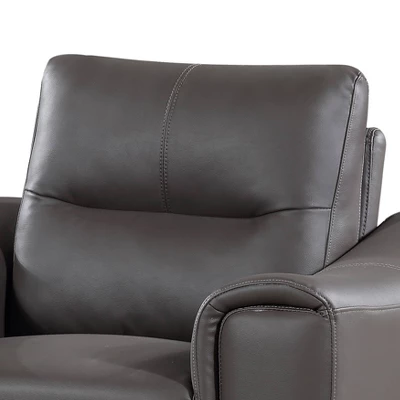 Rachel Leather And Fabric Upholstered Arm Chair Gray - AC Pacific 5 Rachel Leather And Fabric Upholstered Arm Chair Gray - AC Pacific - Image 3