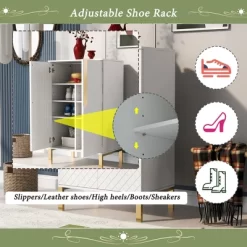 23.7" Freestanding Tipping Shoe Cabinet With Adjustable Shelves - ModernLuxe -Furniture Specialty Store GUEST d59ae195 0c97 4f1f a143 ae3b52896764