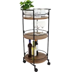 Sunnydaze Decor Sunnydaze Round Metal 3-Tier Bar Cart - Indoor Furniture With Wheels - Brown - 34.5” H 21 Sunnydaze Decor Sunnydaze Round Metal 3-Tier Bar Cart - Indoor Furniture With Wheels - Brown - 34.5” H -Furniture Specialty Store GUEST d6124e7e 3b89 49af bcb9 37dc2f9f8797
