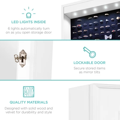 Best Choice Products 6-Tier Standing Mirror Lockable Storage Organizer Cabinet Armoire W/ LED Lights 7 Best Choice Products 6-Tier Standing Mirror Lockable Storage Organizer Cabinet Armoire W/ LED Lights - Image 5