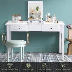 Costway Vanity Table Dressing Table Flip Top Desk Furniture White -Furniture Specialty Store GUEST d6df5e9f ca6a 4b7a 8534 63e33be25d48