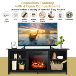 Costway 58'' 2-Tier Fireplace TV Stand W/18'' Electric Fireplace Up To 65'' -Furniture Specialty Store GUEST d7048c15 6a56 4699 8cfb e11476294d30