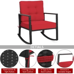Costway Patio Rattan Rocker Chair Outdoor Glider Wicker Rocking Chair Cushion Lawn Red 13 Costway Patio Rattan Rocker Chair Outdoor Glider Wicker Rocking Chair Cushion Lawn Red -Furniture Specialty Store GUEST d9380289 9ae8 4e6c a3cd 42ee2529830b
