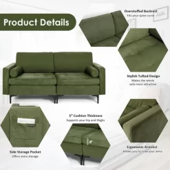 Costway Modern Loveseat 2-Seat Sofa Couch W/ 2 Bolsters & Side Storage Pocket Army Green 17 Costway Modern Loveseat 2-Seat Sofa Couch W/ 2 Bolsters & Side Storage Pocket Army Green -Furniture Specialty Store GUEST d9478d7b 7243 4e7b 995f b1179e174a2a