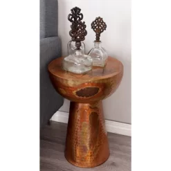 Metal Pedestal Stool Flat Top Copper - Olivia & May -Furniture Specialty Store GUEST d976192a 4639 467f 93a7 7ea263ca7002
