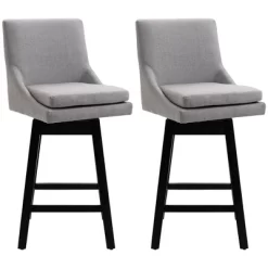 HOMCOM 28" Set Of 2 Swivel Bar Height Bar Stools, Armless Upholstered Barstools Chairs With Soft Padding Cushion And Wood Legs -Furniture Specialty Store GUEST da31b326 f2f6 4933 b904 4f4968c88ab7