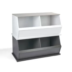 Badger Basket 2 Bin Stackable Storage Cubby Charcoal/Gray Woodgrain -Furniture Specialty Store GUEST daf19ac1 a5cf 49ea ba52 fa28403194e3